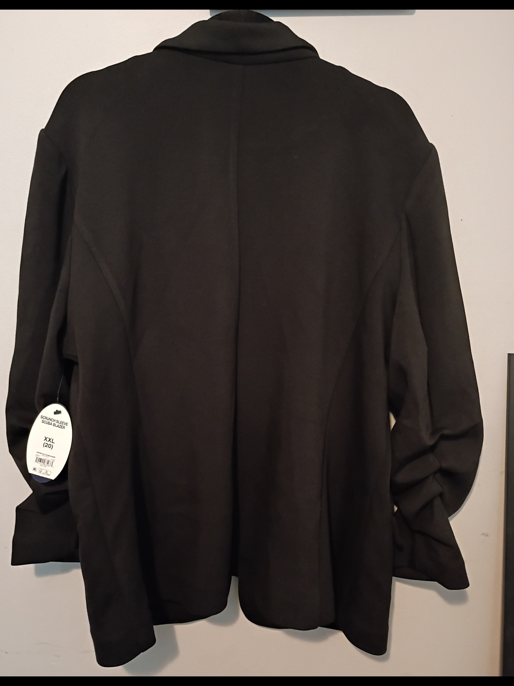 Scoop Black Scrunch Sleeve Open Front Blazer - Picture 3 of 7
